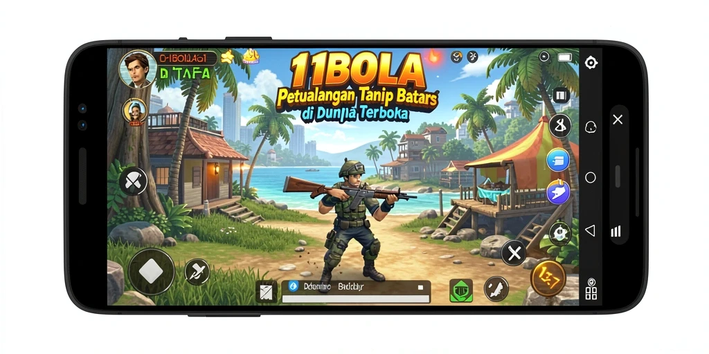 Tampilan gameplay 11BOLA dalam dunia terbuka yang luas dan menakjubkan.