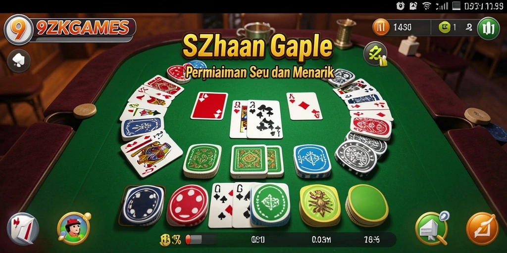 Tampilan gameplay 9ZKGAMES dengan suasana permainan Gaple.