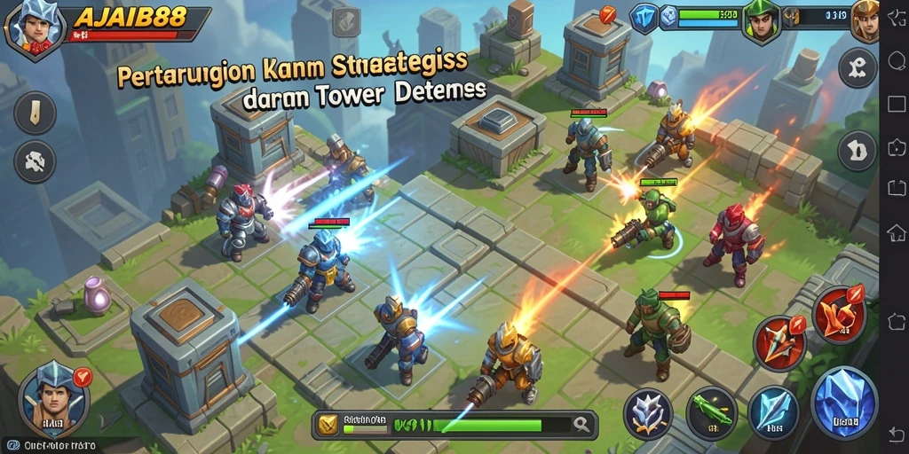 Gameplay seru dengan pertahanan menara dalam AJAIB88.