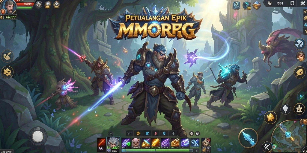 Tampilan gameplay epik dalam AN777, memperlihatkan pertempuran seru dan dunia yang luas.