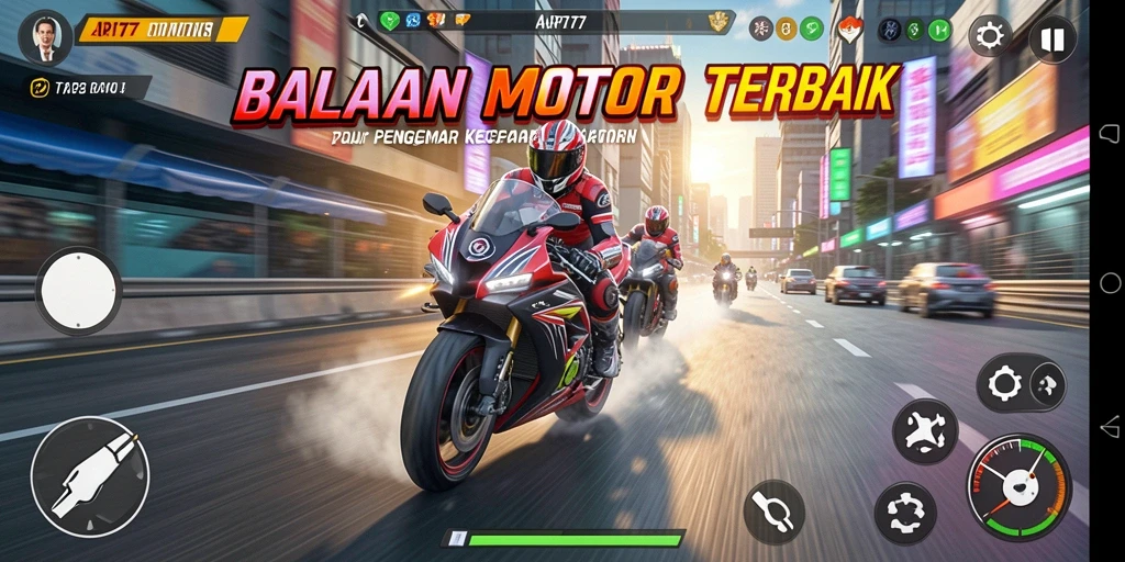 Screenshot gameplay API77 menampilkan balapan motor yang seru dan menegangkan.