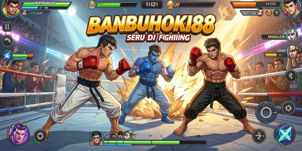 Screenshot gameplay BANBUHOKI88 menampilkan aksi pertarungan yang seru.