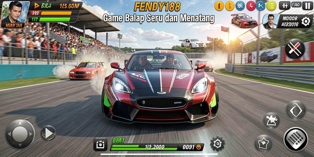 Screenshot menampilkan aksi balapan menegangkan dalam FENDY188.