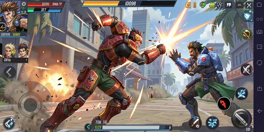 Screenshot menampilkan pertarungan epik dalam game Fighting.