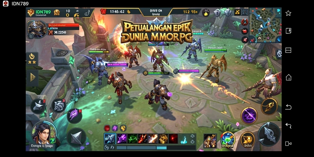 Screenshot gameplay IDN789 menampilkan pertarungan seru dalam dunia MMORPG.
