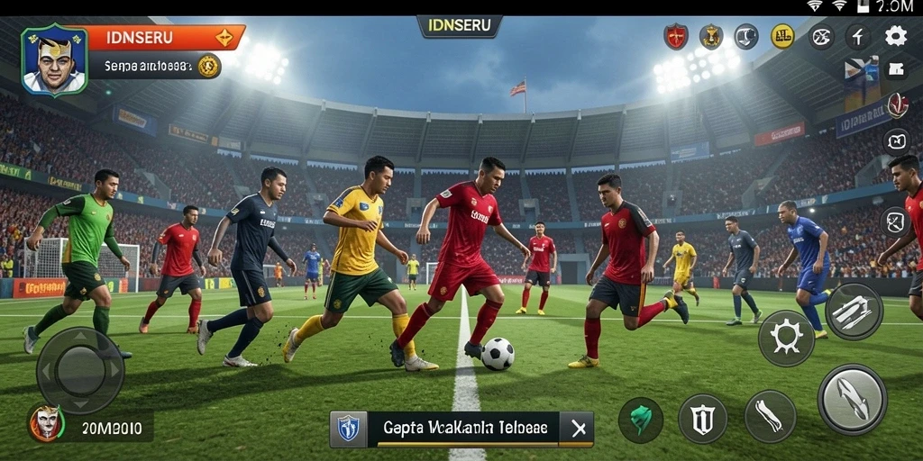Gameplay mendebarkan di lapangan sepak bola IDNSERU.