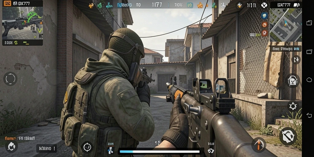 Screenshot gameplay IDX777 menampilkan aksi menembak yang intens dan grafis memukau.