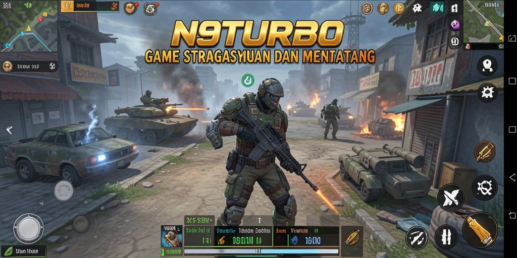 Tampilan gameplay N9TURBO yang strategis dan menantang.