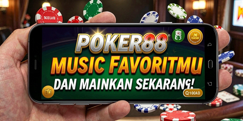 Screenshot POKER88 menampilkan gameplay seru dengan berbagai pilihan musik.