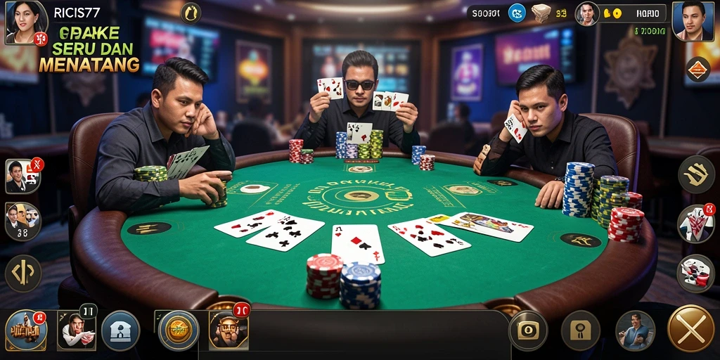 Screenshot utama RICIS77 menampilkan keseruan gameplay poker.