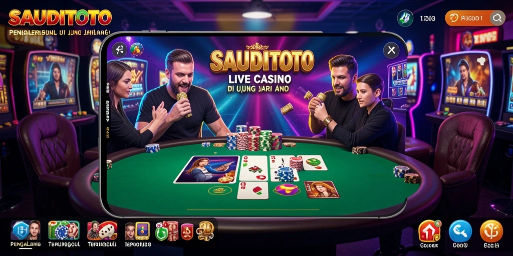 Screenshot utama SAUDITOTO menampilkan dealer Live Casino beraksi.