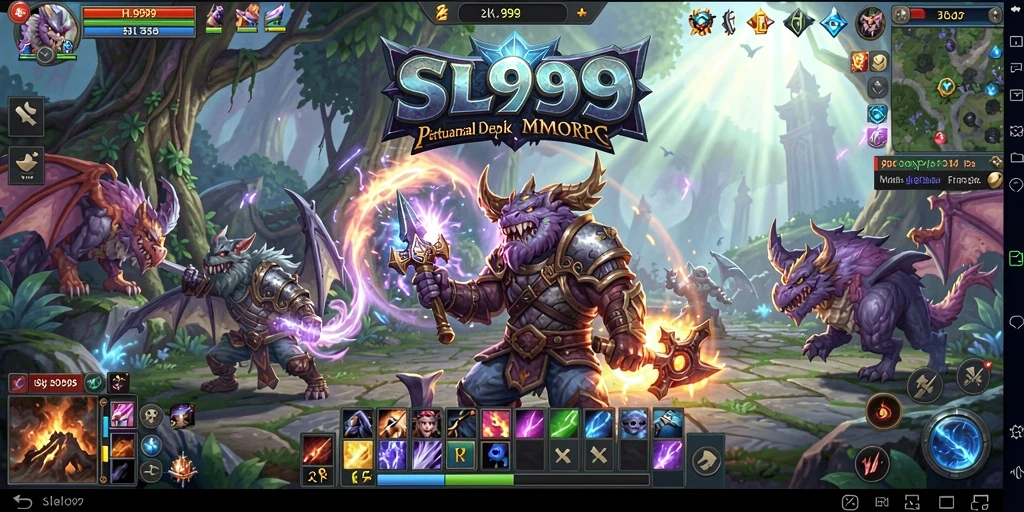 Tangkapan layar utama SL999 menampilkan aksi pertempuran RPG yang mendebarkan.