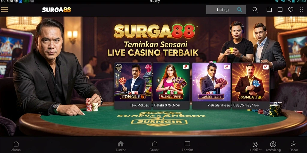 Menampilkan gameplay Live Casino yang seru dan interaktif.