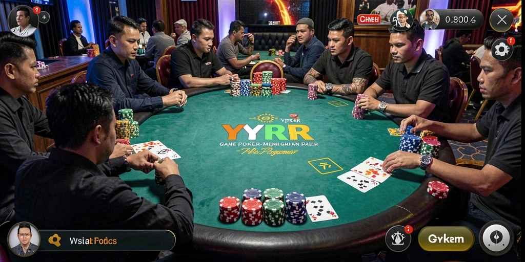 Tampilan gameplay Poker yang seru dan interaktif.